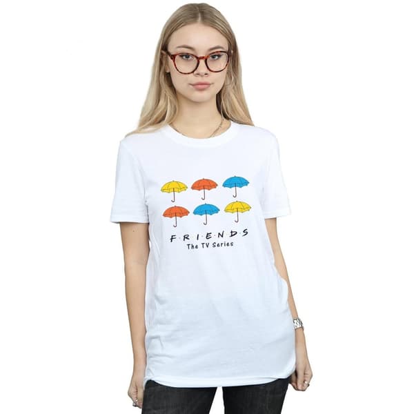 Friends Boyfriend-t-shirt i bomull med färgade paraplyer för damer/damer