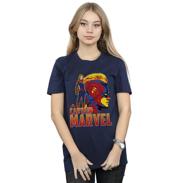 Marvel Dam/kvinnor Captain Marvel Character Boyfriend T-shirt i bomull