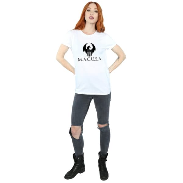 Fantastic Beasts Womens/Ladies MACUSA Logo Cotton Boyfriend T-Shirt