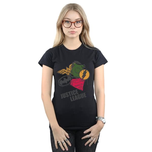 DC Comics Womens/Ladies Justice League Spray Logos Cotton T-Shirt