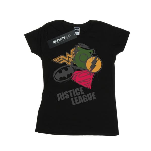 DC Comics Womens/Ladies Justice League Spray Logos Cotton T-Shirt