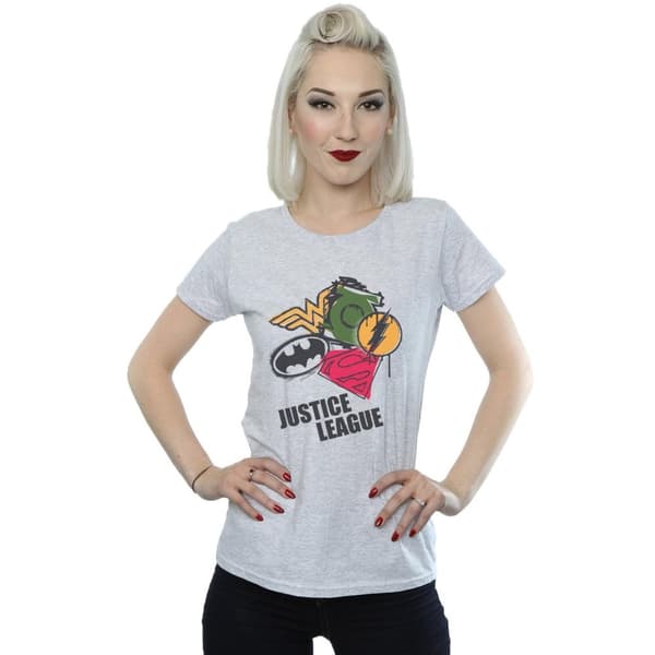 DC Comics Womens/Ladies Justice League Spray Logos Cotton T-Shirt