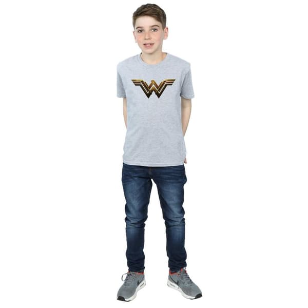 DC Comics T-shirt med Wonder Woman-emblem från Justice League-filmen för pojkar