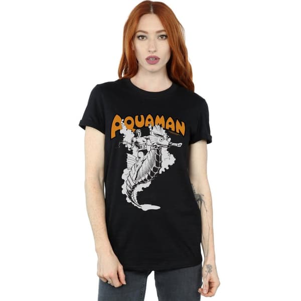 DC Comics Womens/Ladies Aquaman Mono Action Pose Cotton Boyfriend T-Shirt