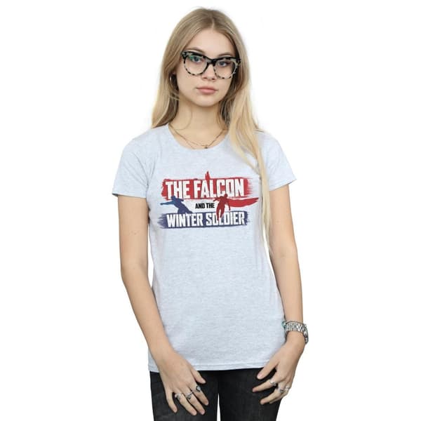 Marvel Womens/Ladies The Falcon And The Winter Soldier Action Logo Cotton T-Shirt