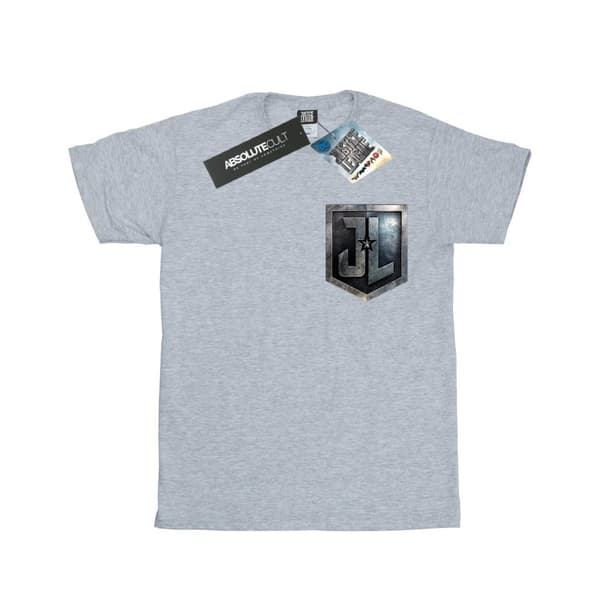DC Comics Girls Justice League Movie Shield Faux Pocket Cotton T-Shirt