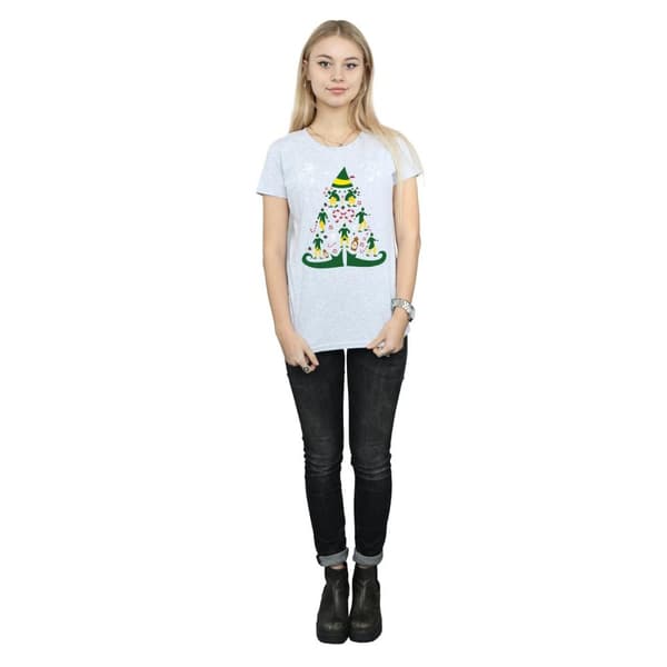 Elf T-shirt i bomull med julgran för kvinnor/damer