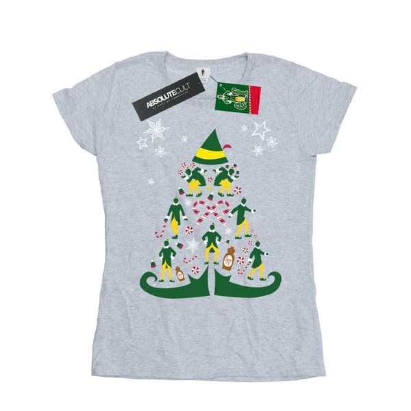 Elf T-shirt i bomull med julgran för kvinnor/damer