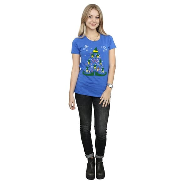 Elf T-shirt i bomull med julgran för kvinnor/damer