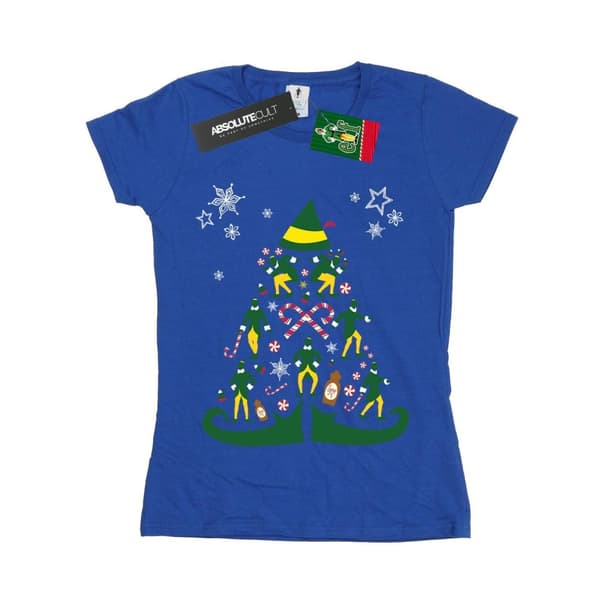 Elf T-shirt i bomull med julgran för kvinnor/damer