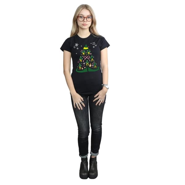 Elf T-shirt i bomull med julgran för kvinnor/damer