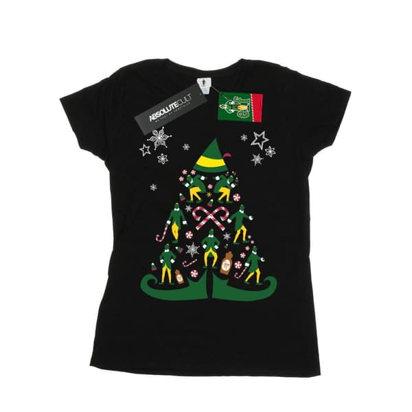 Elf T-shirt i bomull med julgran för kvinnor/damer