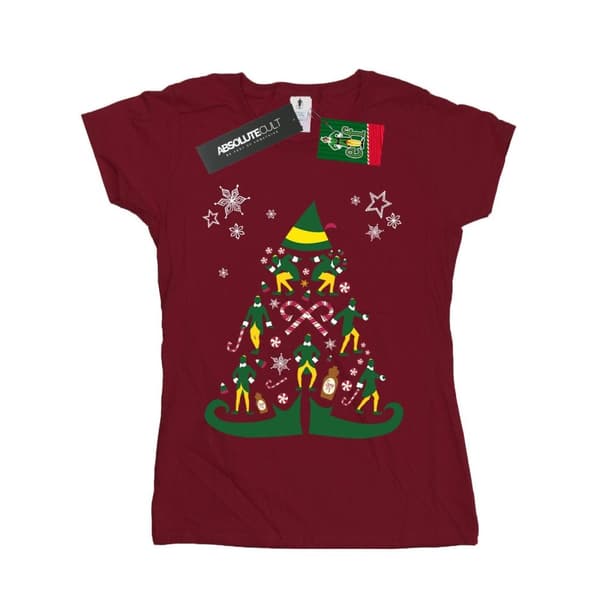 Elf T-shirt i bomull med julgran för kvinnor/damer