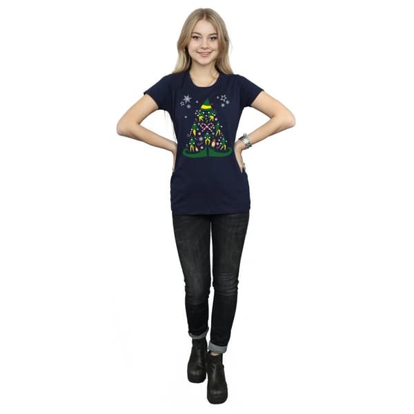 Elf T-shirt i bomull med julgran för kvinnor/damer