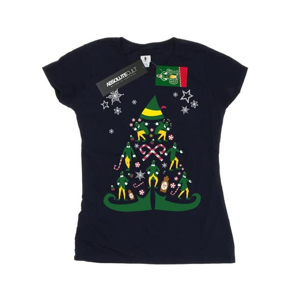 Elf T-shirt i bomull med julgran för kvinnor/damer