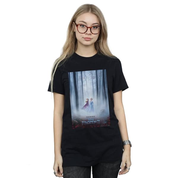 Disney Dam/kvinnor Frozen 2 Movie Poster Boyfriend T-shirt i bomull