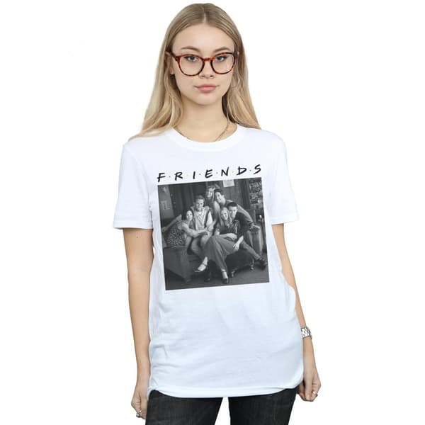 Friends Womens/Ladies Black And White Photo Cotton Boyfriend T-Shirt