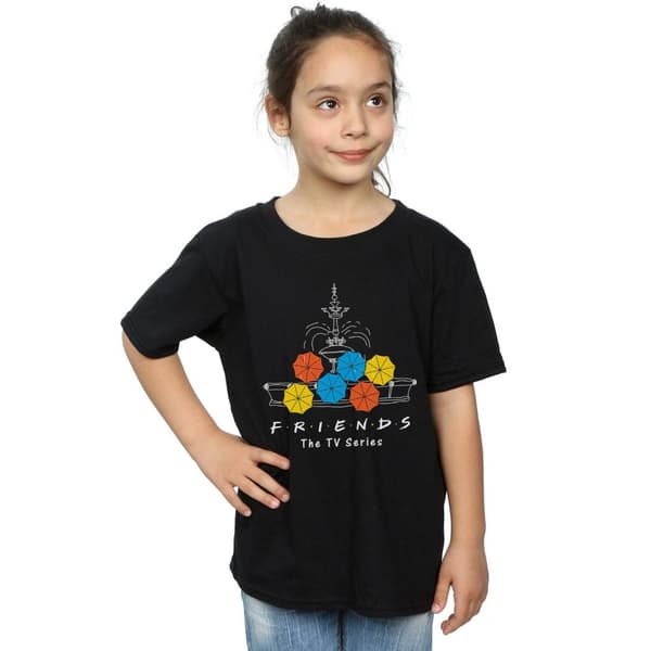 Friends Girls Fountain And Umbrellas Cotton T-Shirt