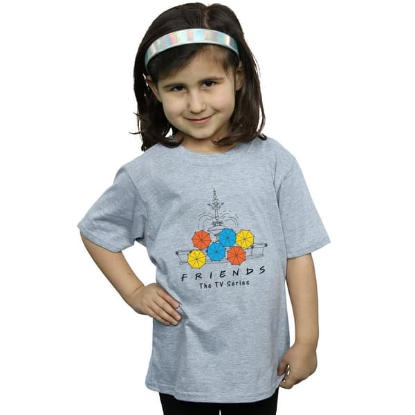 Friends Girls Fountain And Umbrellas Cotton T-Shirt