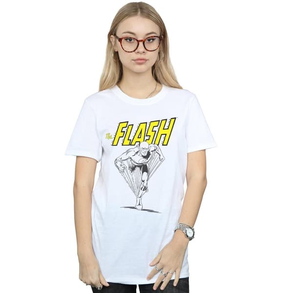 DC Comics Womens/Ladies The Flash Mono Action Pose Cotton Boyfriend T-Shirt