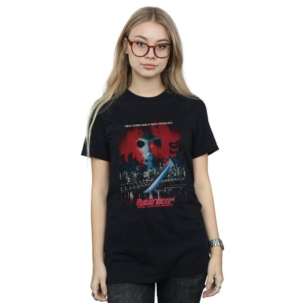 Friday The 13th Dam/Tjej Jason Takes Manhattan Boyfriend T-shirt i bomull