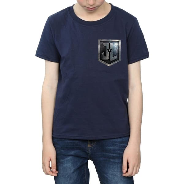 DC Comics Pojkar Justice League Movie Shield Faux T-shirt med fickficka