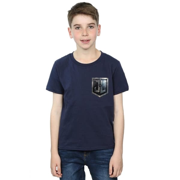 DC Comics Pojkar Justice League Movie Shield Faux T-shirt med fickficka