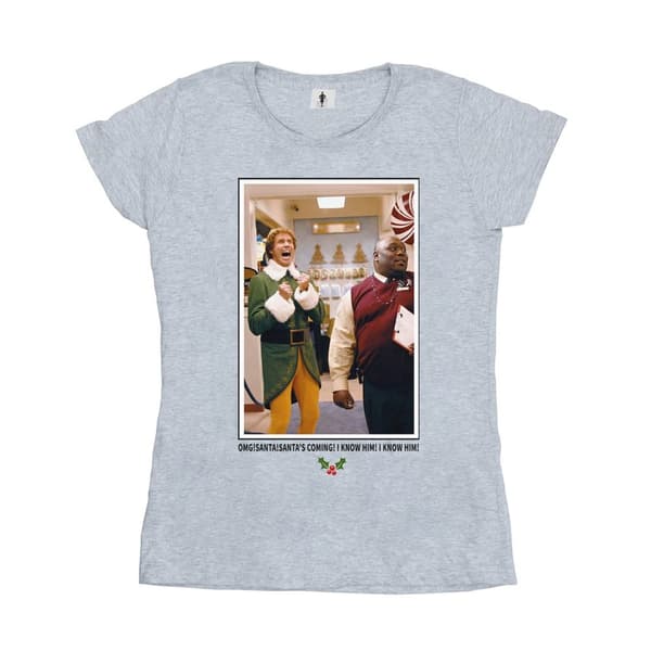 Elf Dam/Tjej OMG Santa Foto Bomulls-T-shirt