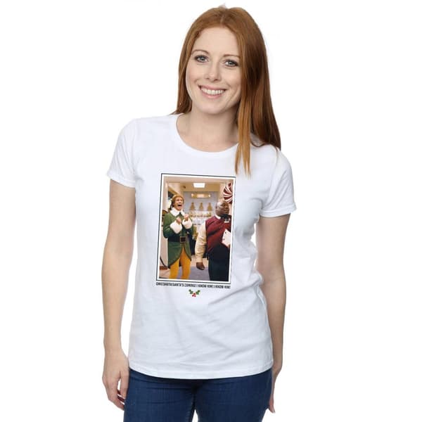 Elf Dam/Tjej OMG Santa Foto Bomulls-T-shirt