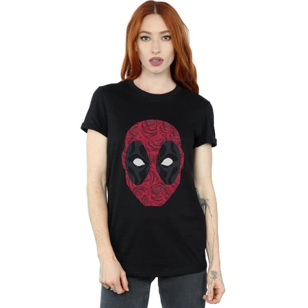Marvel Womens/Ladies Deadpool Head Of Roses Cotton Boyfriend T-Shirt