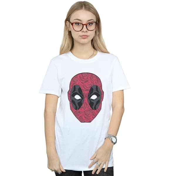 Marvel Womens/Ladies Deadpool Head Of Roses Cotton Boyfriend T-Shirt