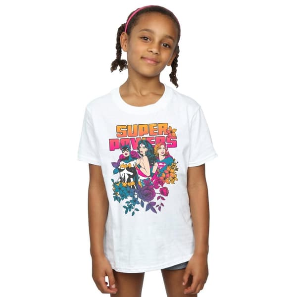 DC Comics Super Powers - T-shirt i bomull med neonblommor för flickor