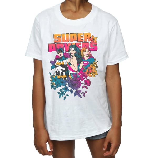 DC Comics Super Powers - T-shirt i bomull med neonblommor för flickor