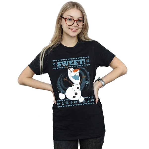 Disney Womens/Ladies Frozen Olaf Sweet Christmas Cotton Boyfriend T-Shirt