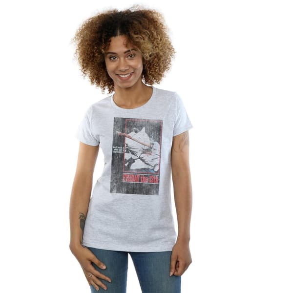 Friday 13th Womens/Ladies Distressed Axe Poster Cotton T-Shirt