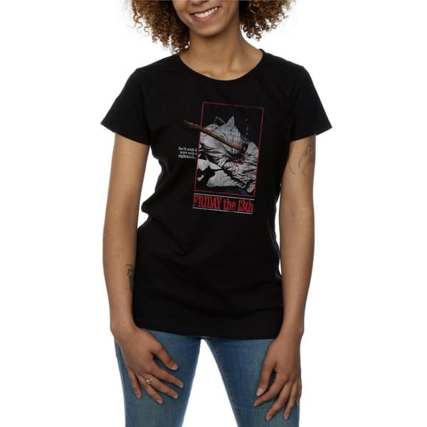 Friday 13th Womens/Ladies Distressed Axe Poster Cotton T-Shirt