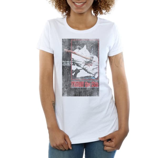 Friday 13th Womens/Ladies Distressed Axe Poster Cotton T-Shirt