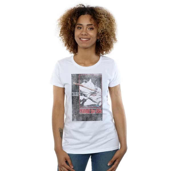 Friday 13th Womens/Ladies Distressed Axe Poster Cotton T-Shirt