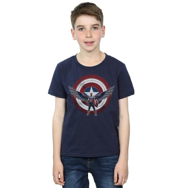 Marvel Boys Falcon And The Winter Soldier Captain America Shield Pose T-Shirt