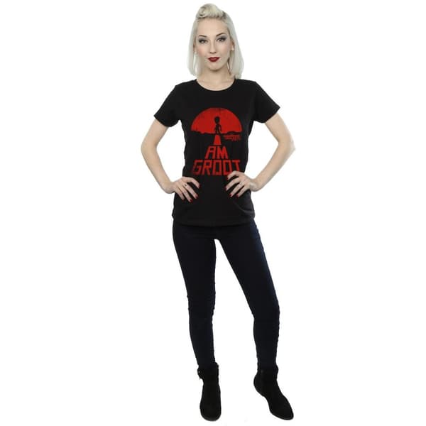 Marvel Dam/Tjej Guardians Of The Galaxy I Am Groot Röd Bomulls-T-shirt