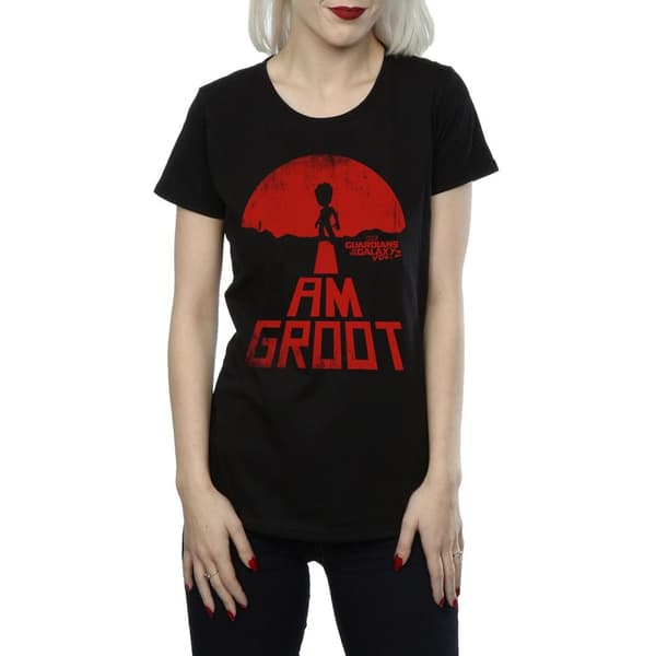 Marvel Dam/Tjej Guardians Of The Galaxy I Am Groot Röd Bomulls-T-shirt