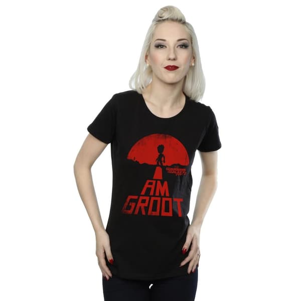 Marvel Dam/Tjej Guardians Of The Galaxy I Am Groot Röd Bomulls-T-shirt