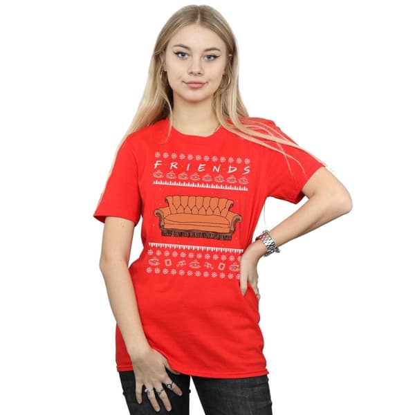 Friends Womens/Ladies Fair Isle Couch Cotton Boyfriend T-Shirt