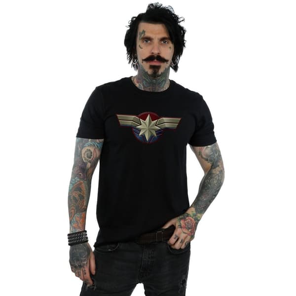 Marvel T-shirt med bröstemblem för herrkapten Marvel