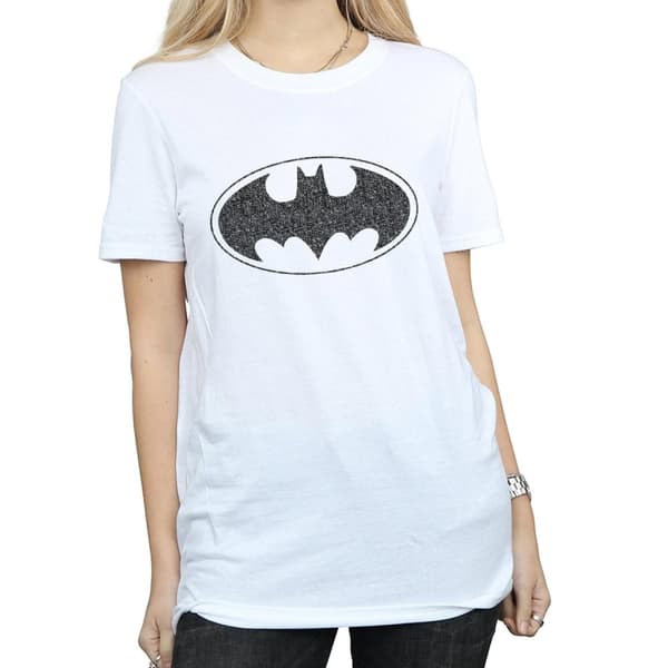 DC Comics Dam/kvinnor - Batman - Boyfriend-t-shirt i bomull med enfärgad logotyp