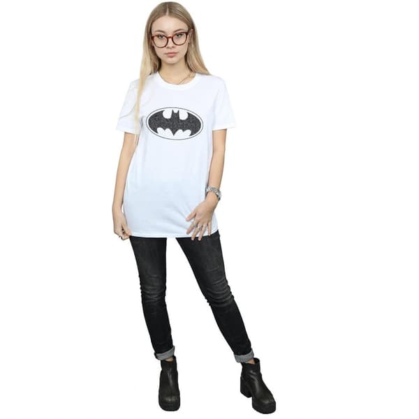 DC Comics Dam/kvinnor - Batman - Boyfriend-t-shirt i bomull med enfärgad logotyp