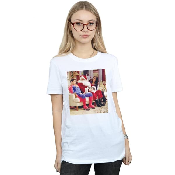 Friends Womens/Ladies Couch Santa Cotton Boyfriend T-Shirt