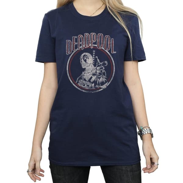 Marvel Dam/Tjej Deadpool Vintage Circle Boyfriend T-shirt i bomull