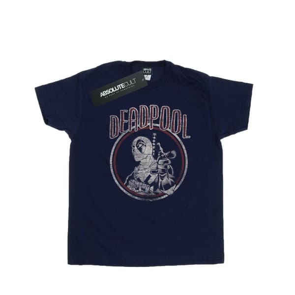 Marvel Dam/Tjej Deadpool Vintage Circle Boyfriend T-shirt i bomull Navy Blue XXL