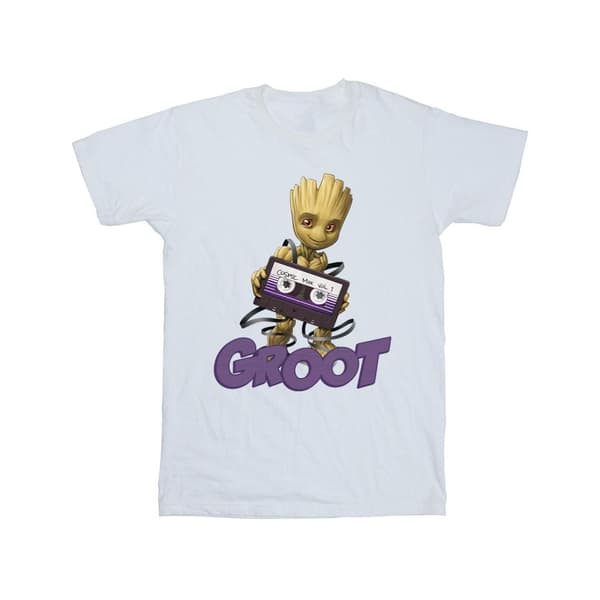 Guardians Of The Galaxy Girls Groot Casette Cotton T-Shirt White 12-13 Years